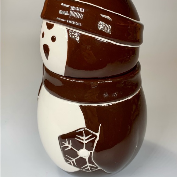 Rustic Christmas Penguin Cookie Jar Snowflake Ceramic  MSRF Inc Design Studios - Picture 2 of 7